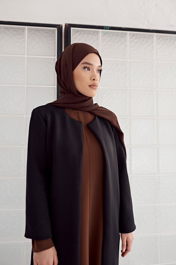 Luxe Georgette Headscarf - Deep Chocolate