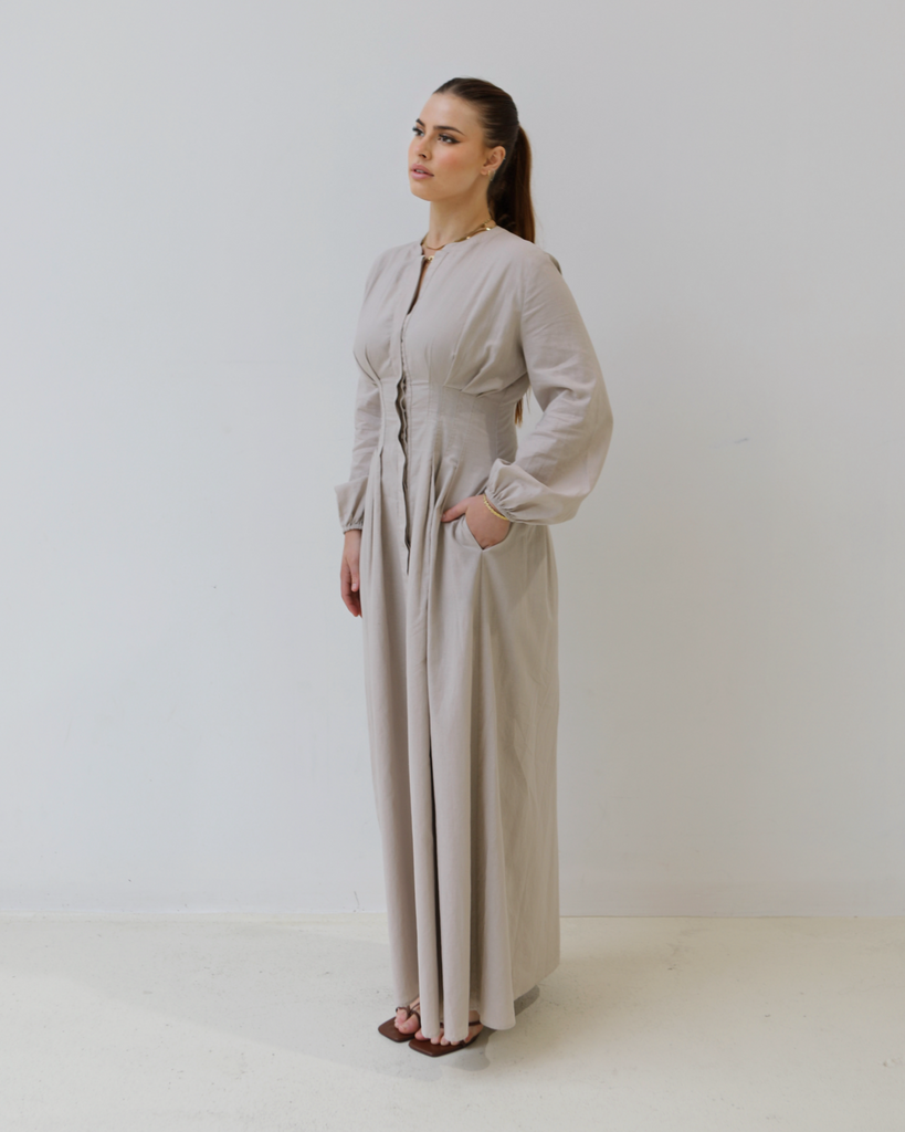 CELINE LINEN DRESS - BLACK - SOFINAS