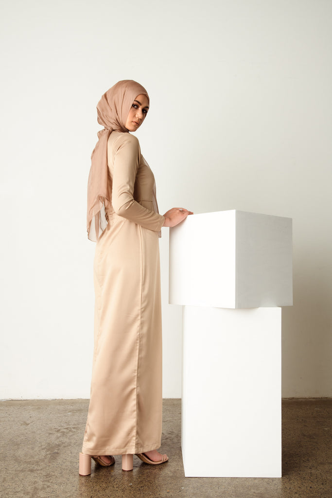 Demure Dress in Vintage Gold - SOFINAS