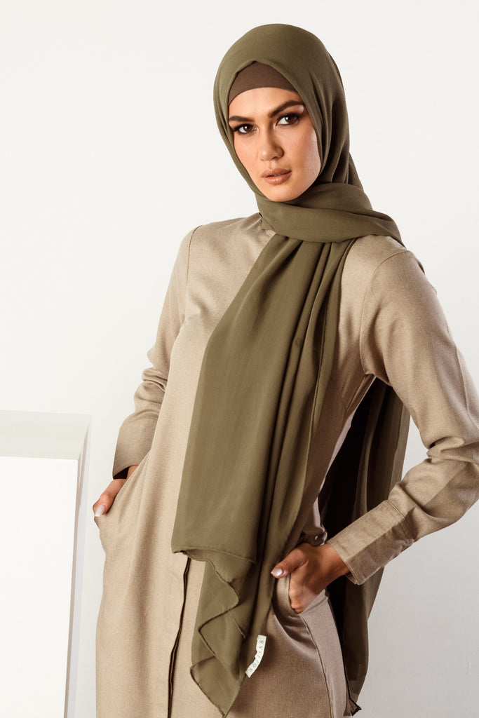 Pure Organic Silk Georgette - Olive - SOFINAS
