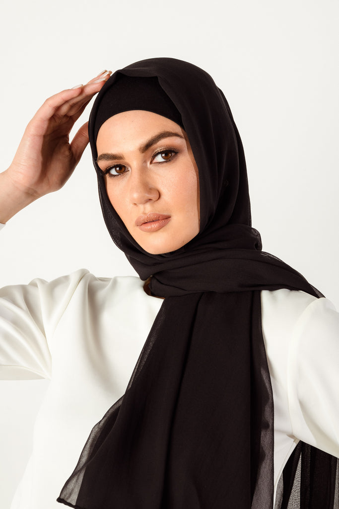 Pure Organic Silk Georgette - Black - SOFINAS