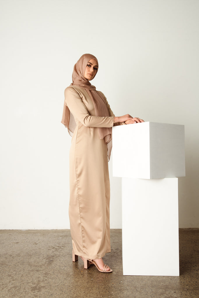 Demure Dress in Vintage Gold - SOFINAS