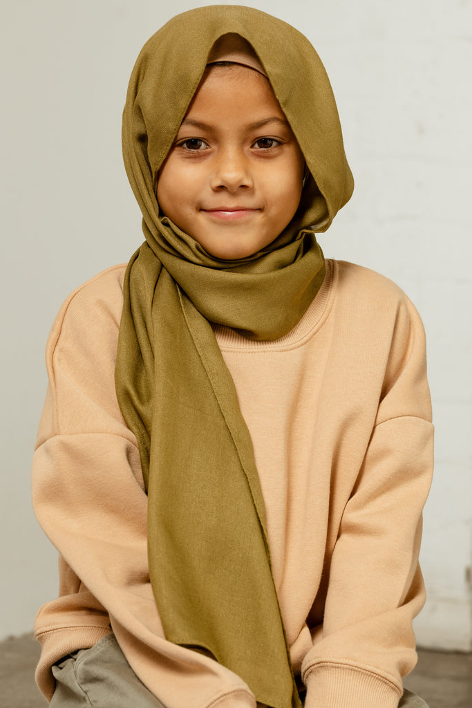 Tan Olive Premium Demure Modal Headscarf - SOFINAS
