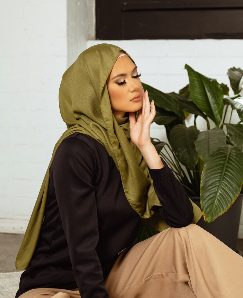 Olive Demure Modal Headscarf - SOFINAS