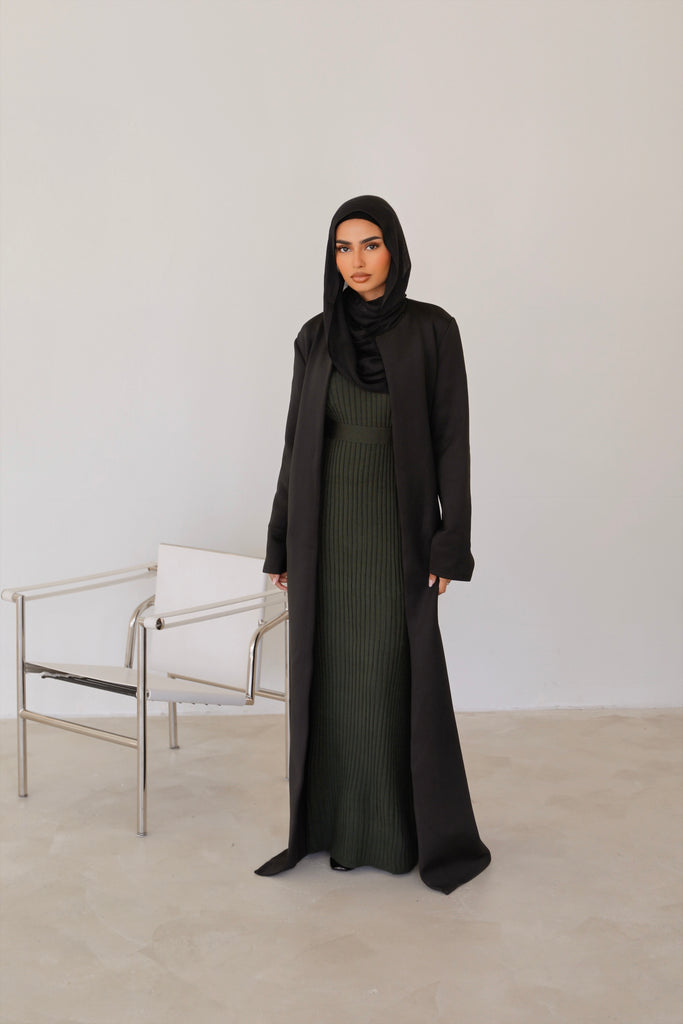 SIGNATURE BELTED OPEN ABAYA - SOFINAS