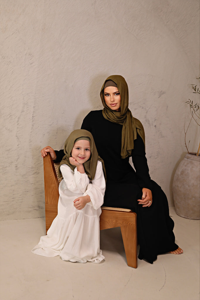 Riffle Green Modal Slub Scarves - SOFINAS