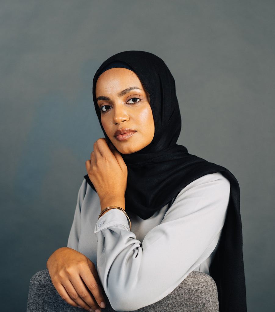 Jet Black Demure Headscarf - SOFINAS