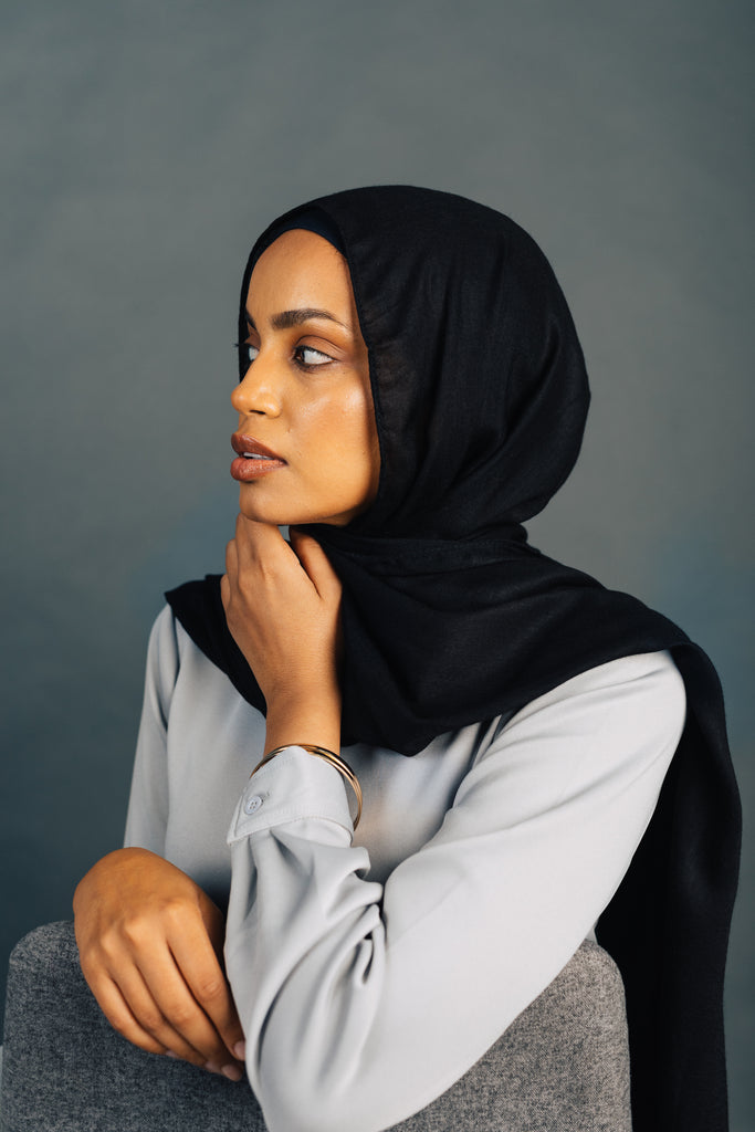 Jet Black Demure Headscarf - SOFINAS