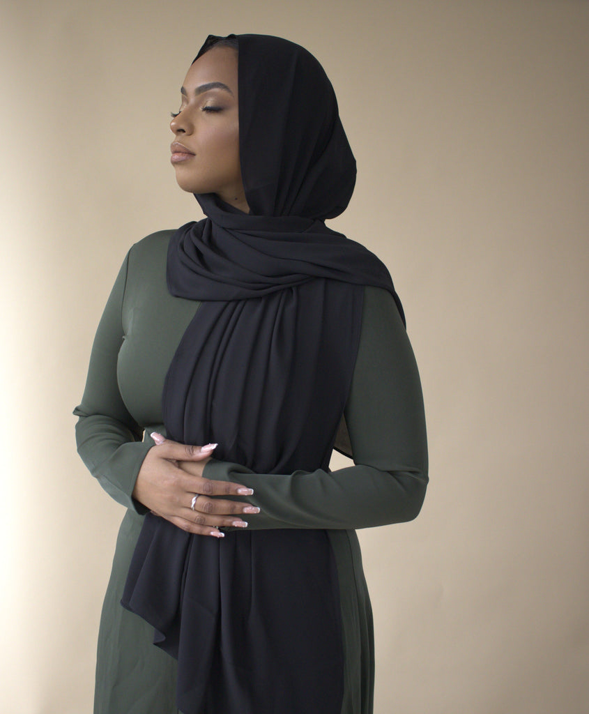 Luxe Georgette Headscarf - Black