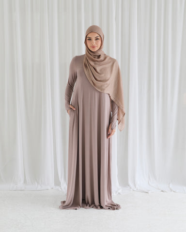 Premium Long Line Abaya in Brown