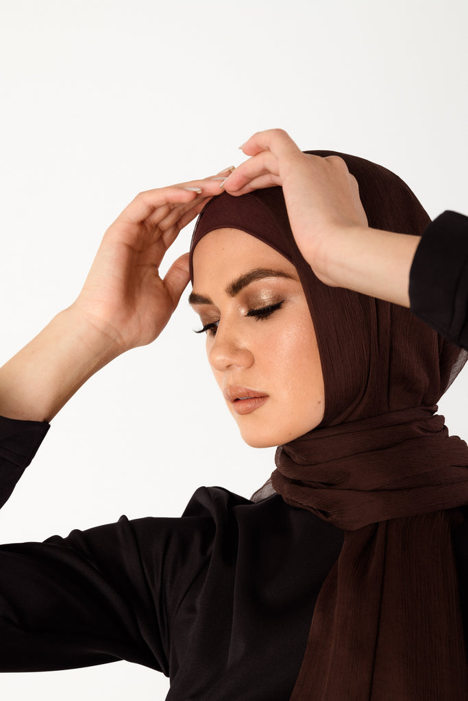 Pure Organic Silk Textured Headscarf - Deep Mahogany - SOFINAS