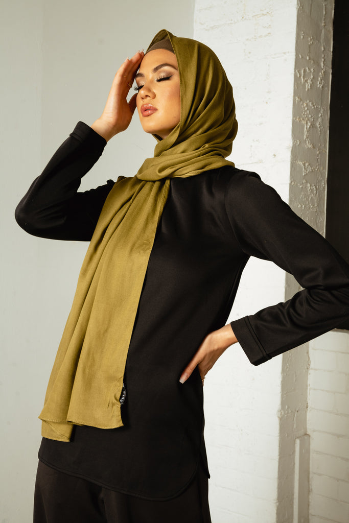 Tan Olive Premium Demure Modal Headscarf - SOFINAS