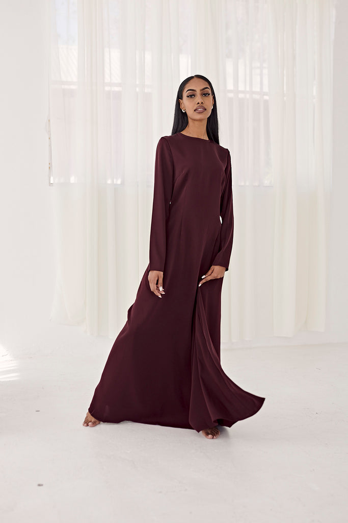 Premium Slim Line Abaya in Ruby - SOFINAS