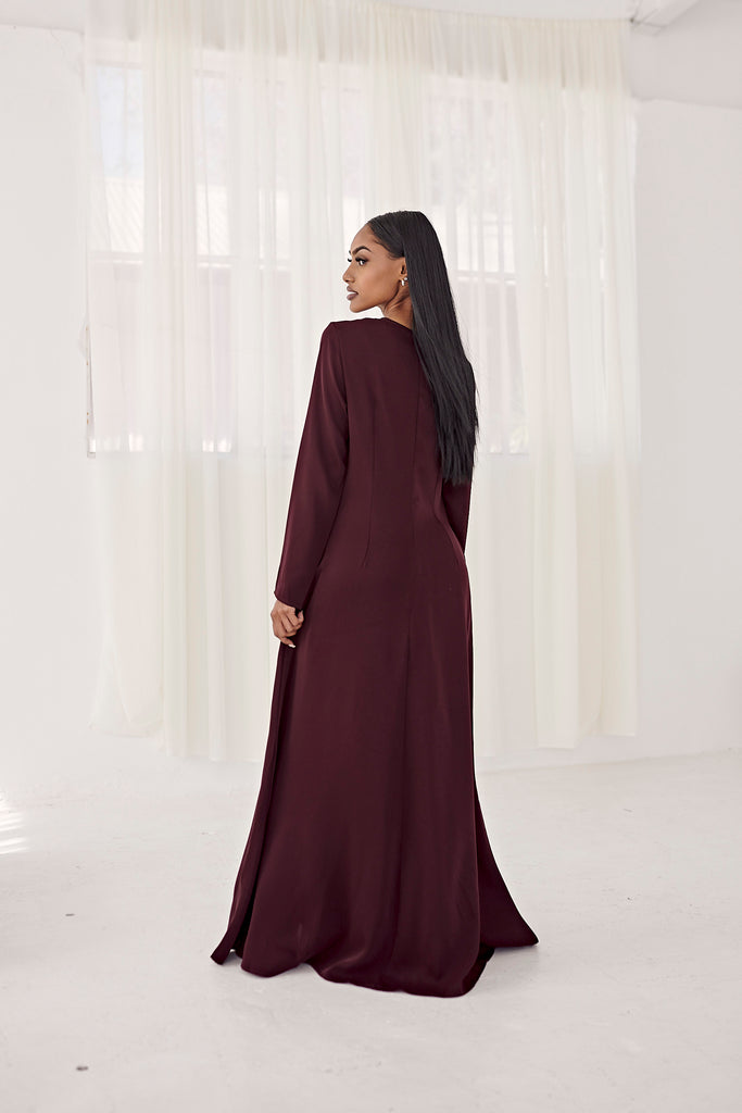 Premium Slim Line Abaya in Ruby - SOFINAS