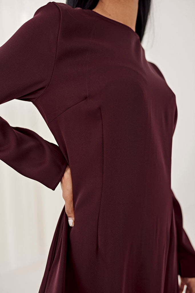 Premium Slim Line Abaya in Ruby - SOFINAS