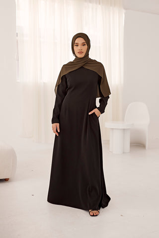 Premium Long Line Abaya in Brown