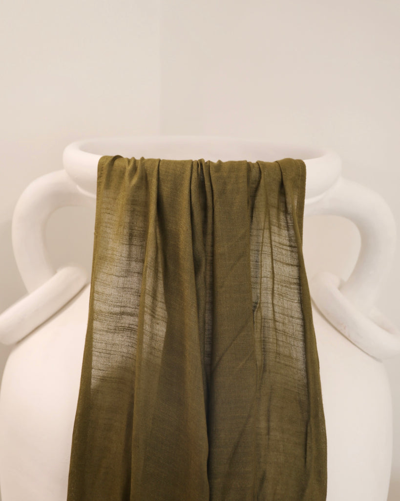 Deep Olive Modal Slub Scarves - SOFINAS