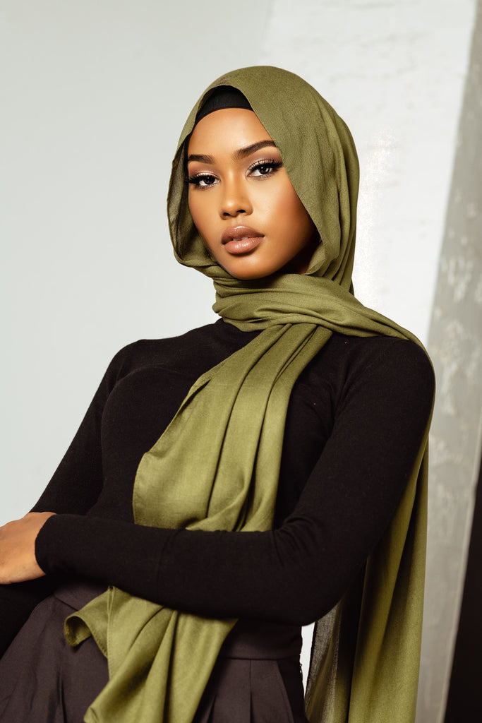 Calla Green Premium Demure Modal Headscarf - SOFINAS