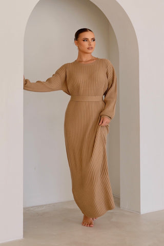 Maxi Ribbed Knit Dress in Forrest