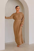 Maxi Ribbed Knit Dress in Caramel - SOFINAS